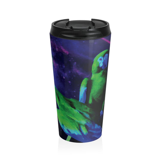 15 oz. Stainless Steel Travel Mug / Neon Parrots at Night