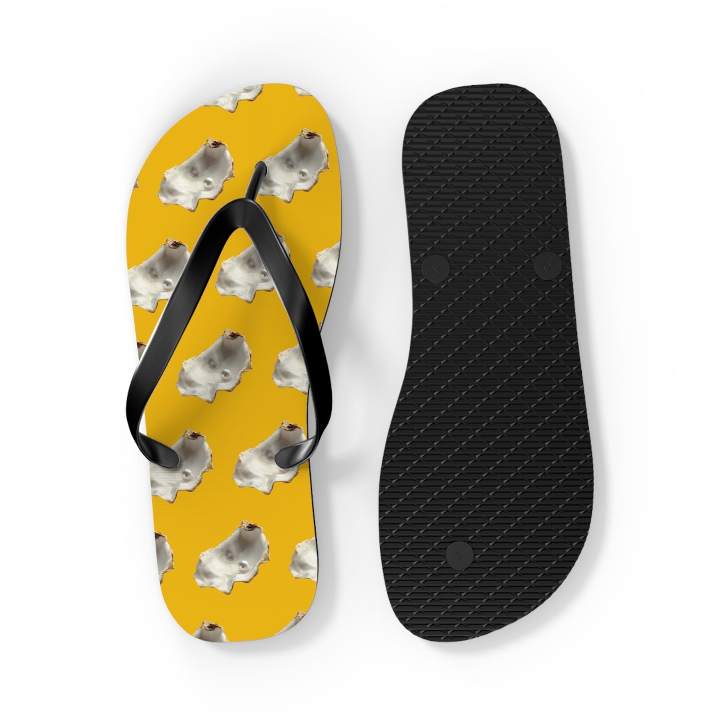 Flip Flops - White Pearl Oyster, yellow