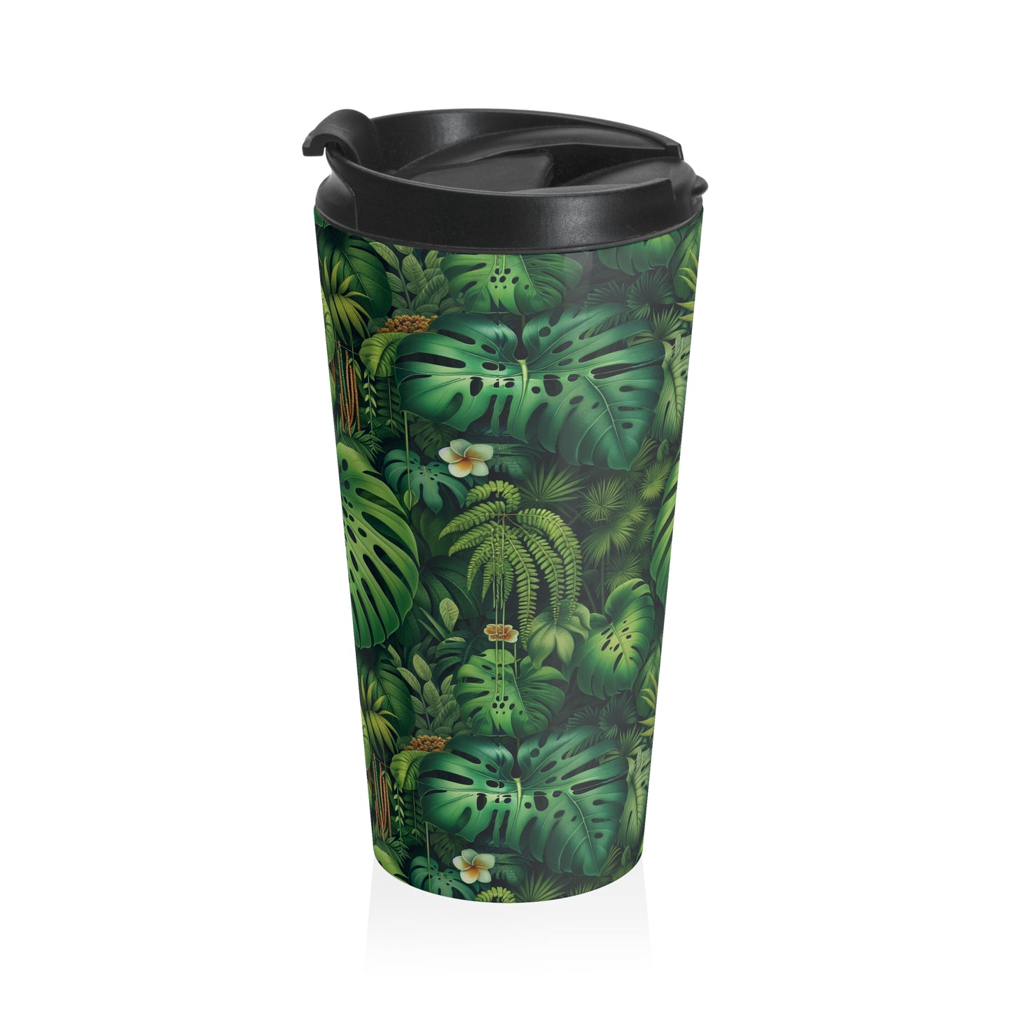 15 oz. Stainless Steel Travel Mug / Tropical Rainforest Leaves