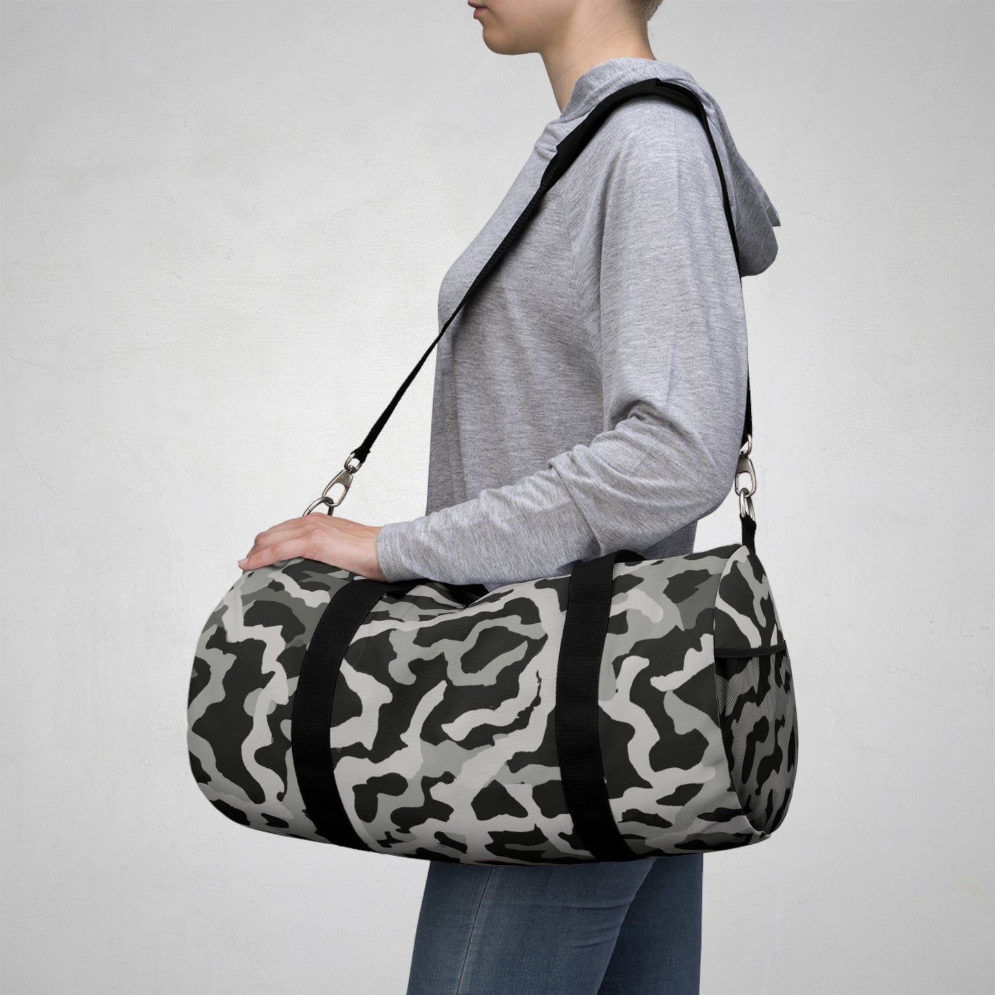Tropical Duffel Bag - Perfect for Travel and Gym / Coral Threads, Noir