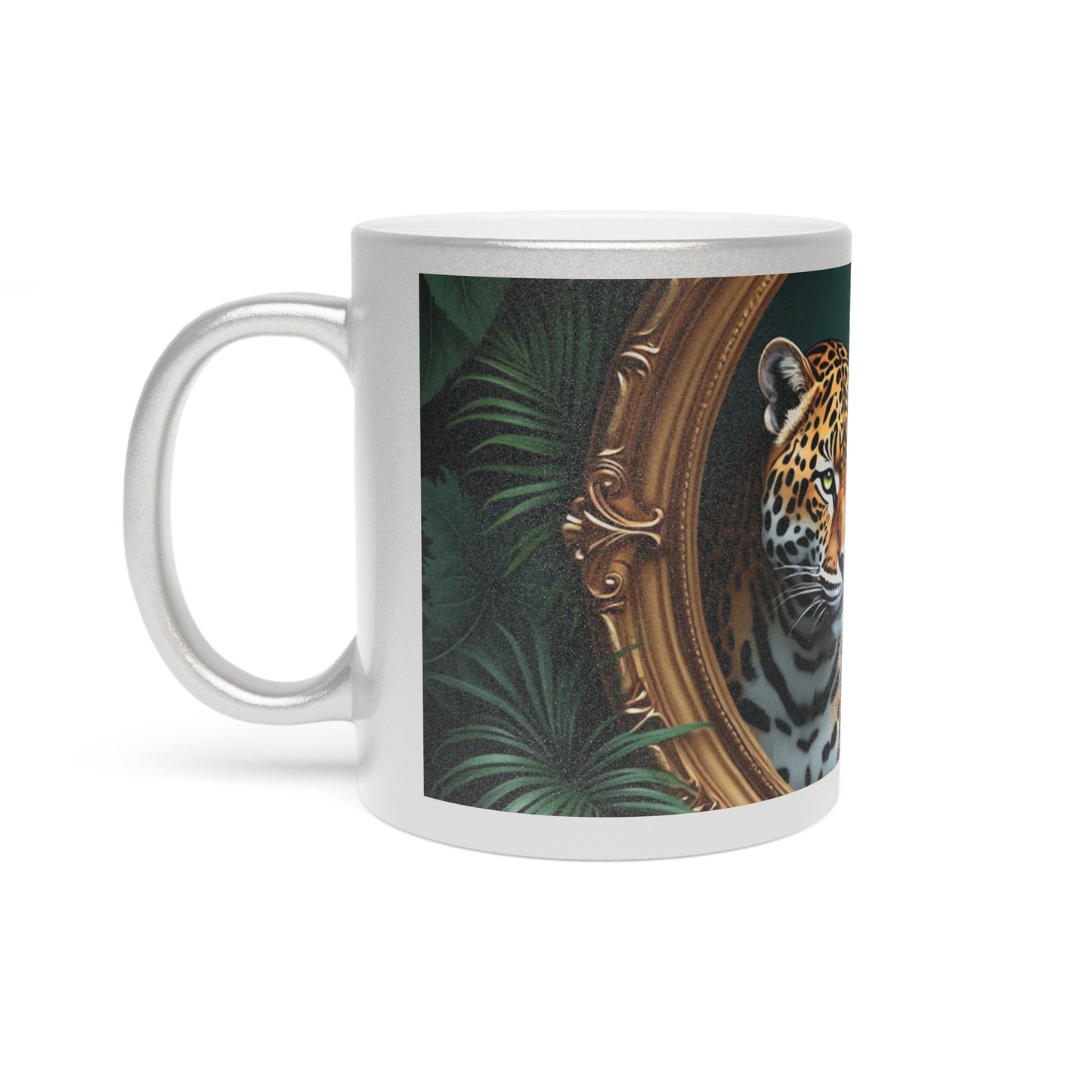 Tropical Metallic Mug, Gold or Silver - Framed Jaguars