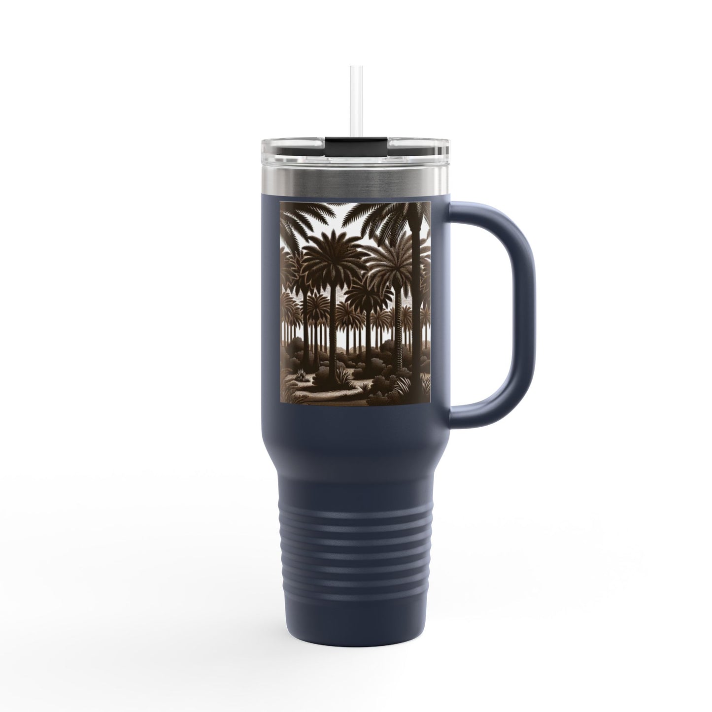 Woodcut Palms Insulated Travel Mug - 40oz - Perfect for Outdoor Adventures