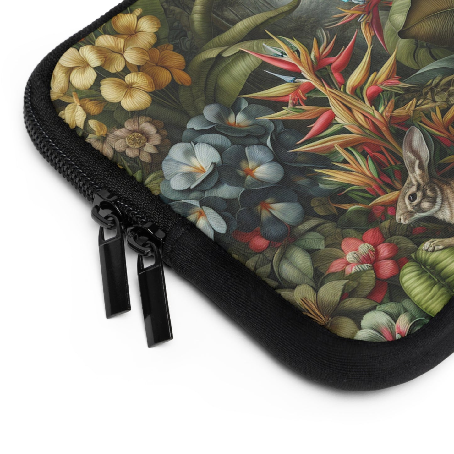 Tropical Laptop Sleeve, 5 Sizes - Perfect for Ocean Lovers & Students / Rainforest Rabbit Outing