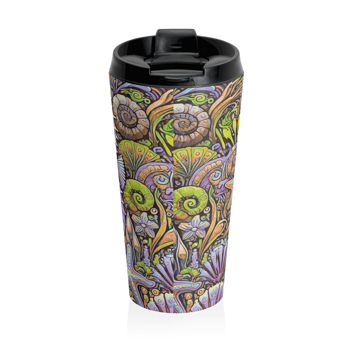 Copy of 15 oz. Stainless Steel Travel Mug / Seahorse Trio Yellow-Purple