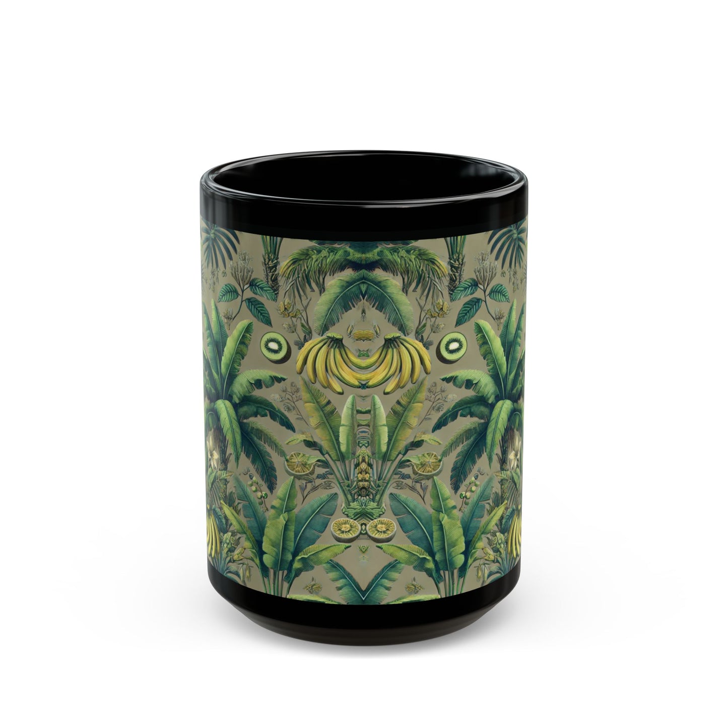 Black Coffee Mug - Tropical Fruit, Taupe