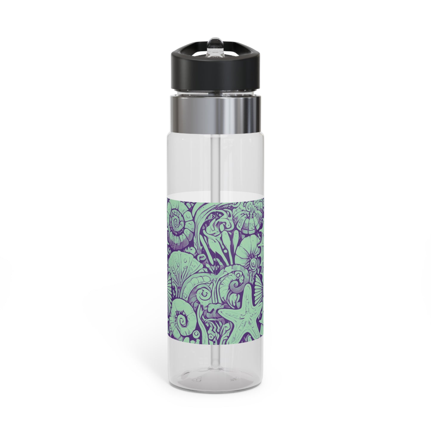 Tropical 20oz Tritan Sport Water Bottle -  Leakproof, Lightweight, BPA-Free / Seahorse Trio, Minty Macro