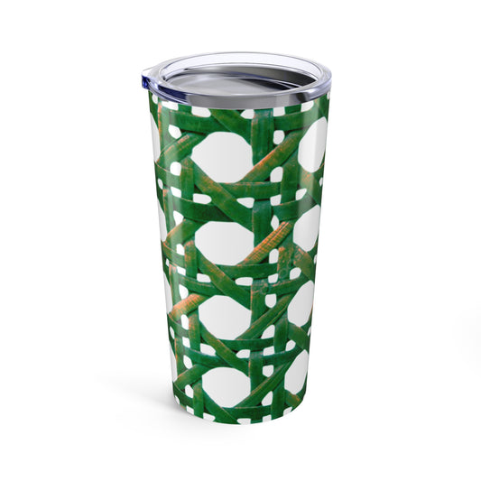 20oz Tropical Glossy Tumbler, Stainless Steel / Green Wicker