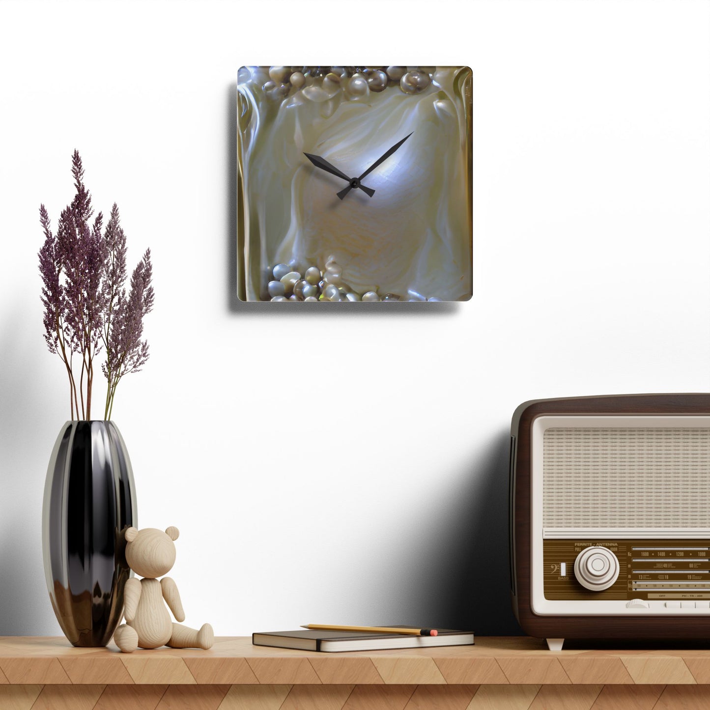 Acrylic Wall Clock - Natural Pearls Dream, Various Sizes