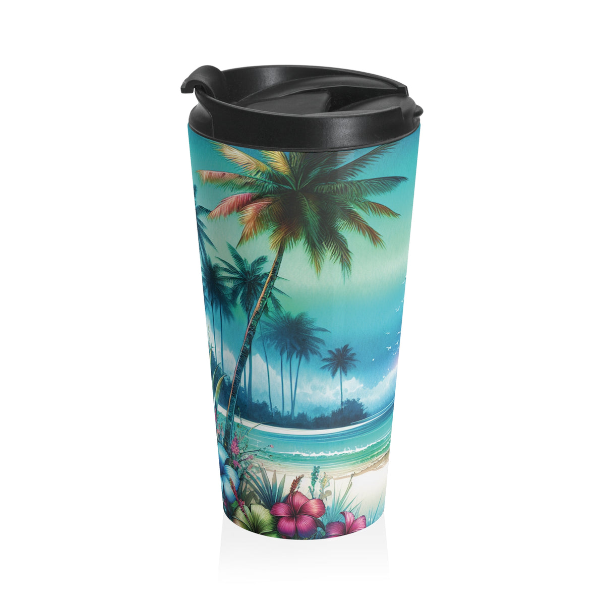 15 oz. Stainless Steel Travel Mug / Morning Beach Vibes