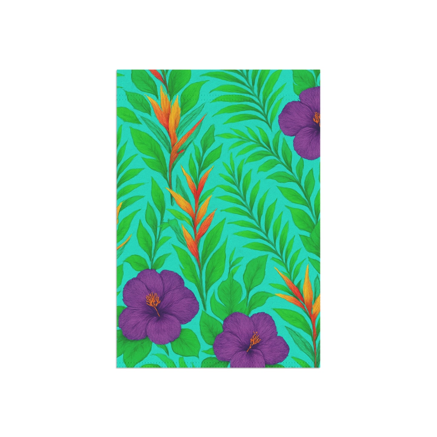Tropical Garden Flag - Perfect for Outdoor Decor / Midnight Flower, Turquoise