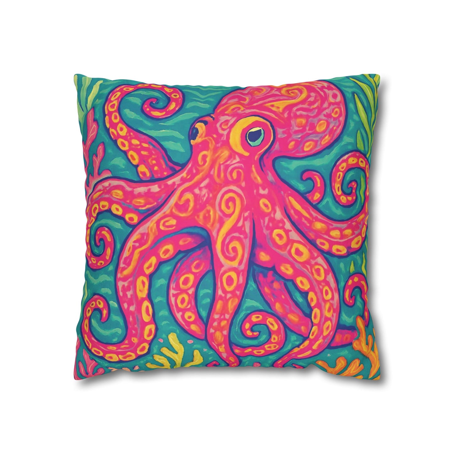 Faux Suede Square Pillowcase - Red Kraken Joe