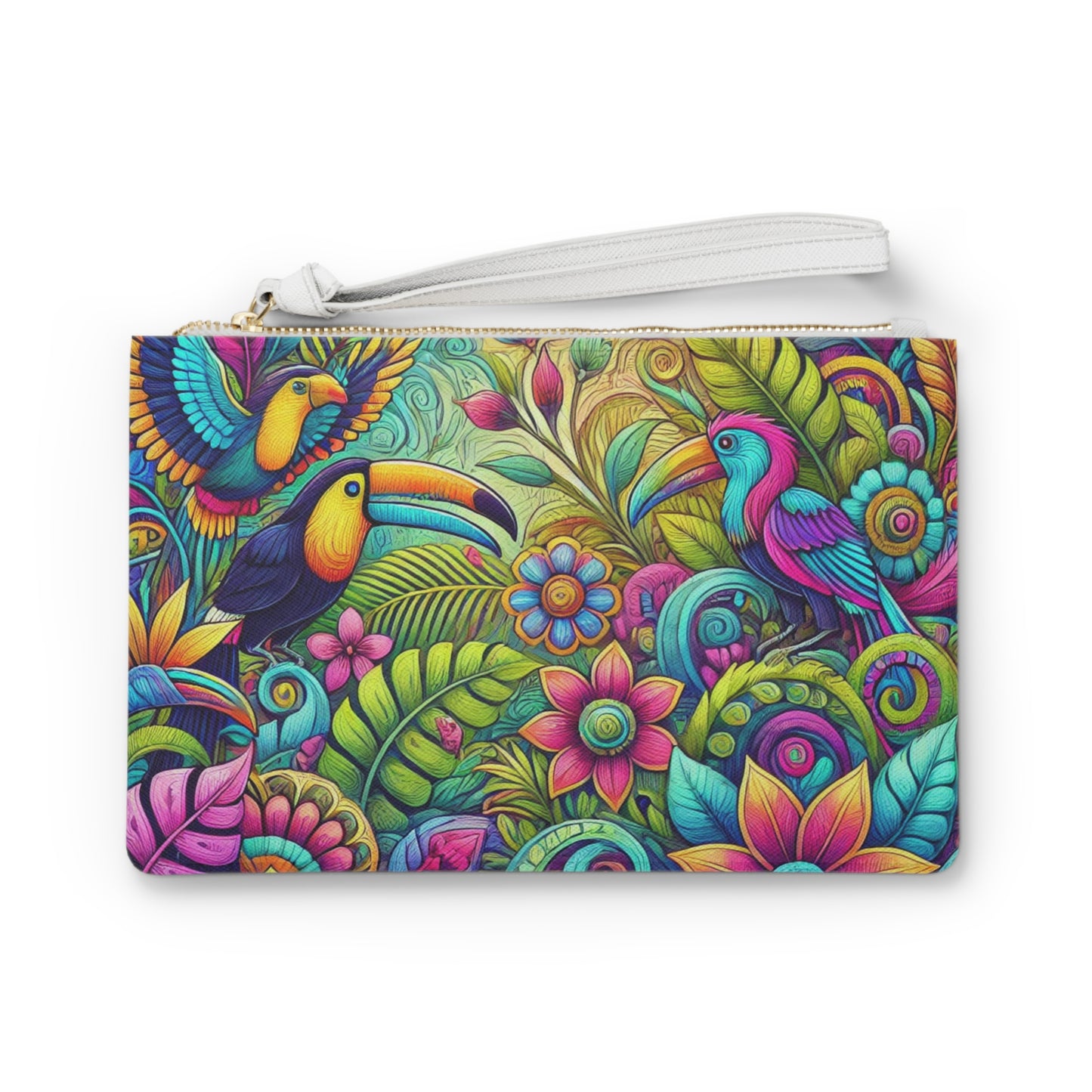 Tropical Faux Leather Clutch Bag - Perfect for Beach Adventures & Summer Vacations / Rainforest Music