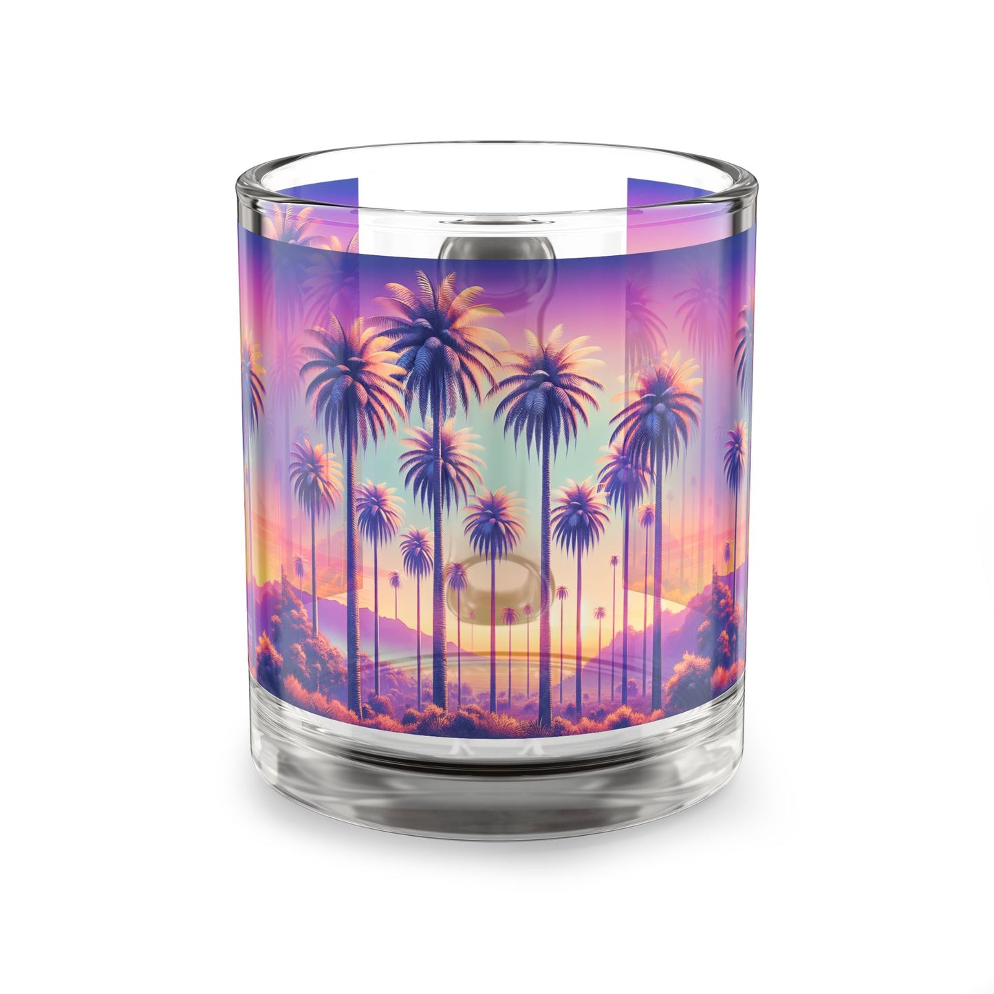 Tropical Glass Mug - 10oz Coffee Cup / Sunset Palms