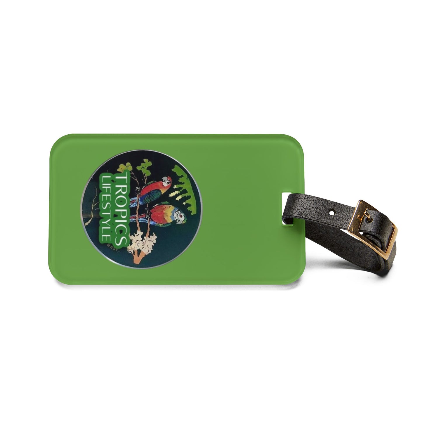 Luggage Tag - Two Brazilian Parrots, green