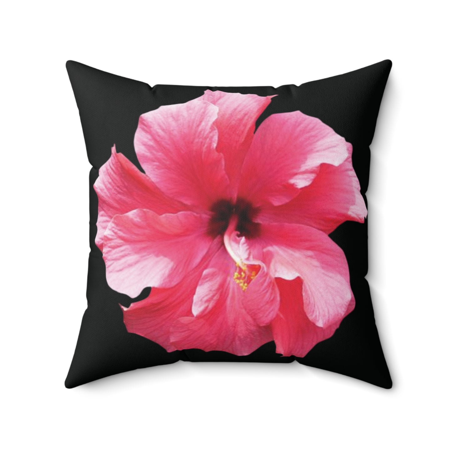 Decorative Pillow - Accent Cushion, 4 Sizes / Photo Pink Hibiscus, Black