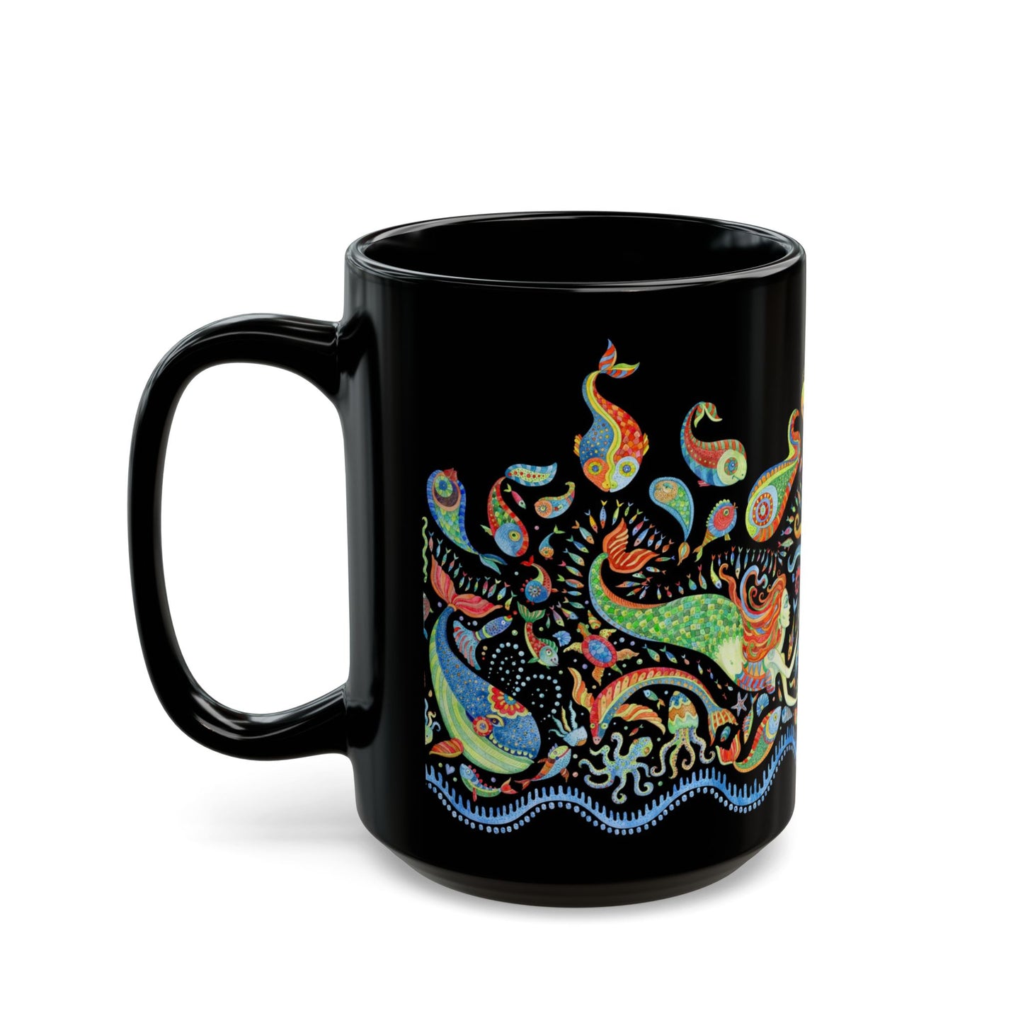 Mermaid Kingdom/Midnight, Black Coffee Mug