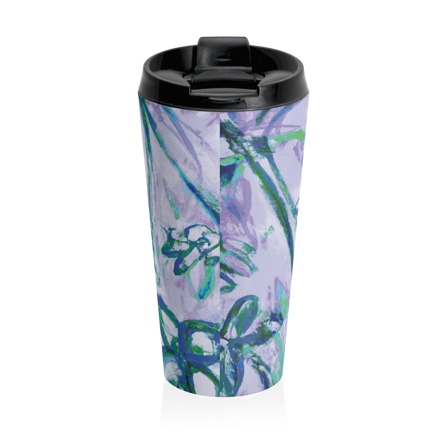 15 oz. Stainless Steel Travel Mug / Palm Doodles Lilac