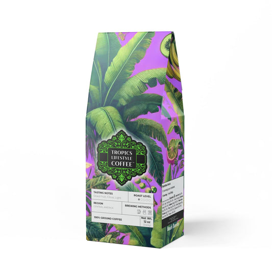 Beach Sunrise Blend™ (Light Roast) Specialty Grade Craft Coffee / Palms and More Tropical Fruit, Lilac