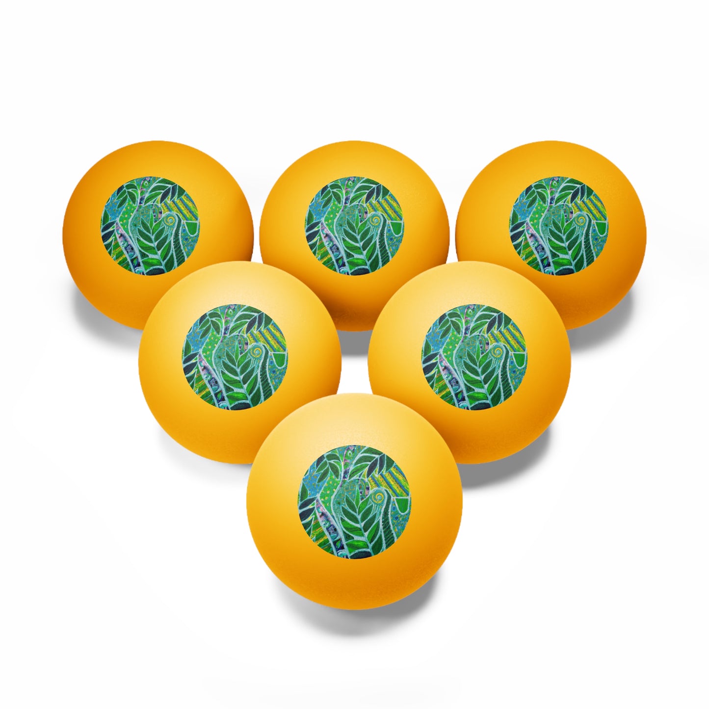 Tropical Paradise Ping Pong Balls - 6 Pack with Amazon Whimsy Green/Orange
