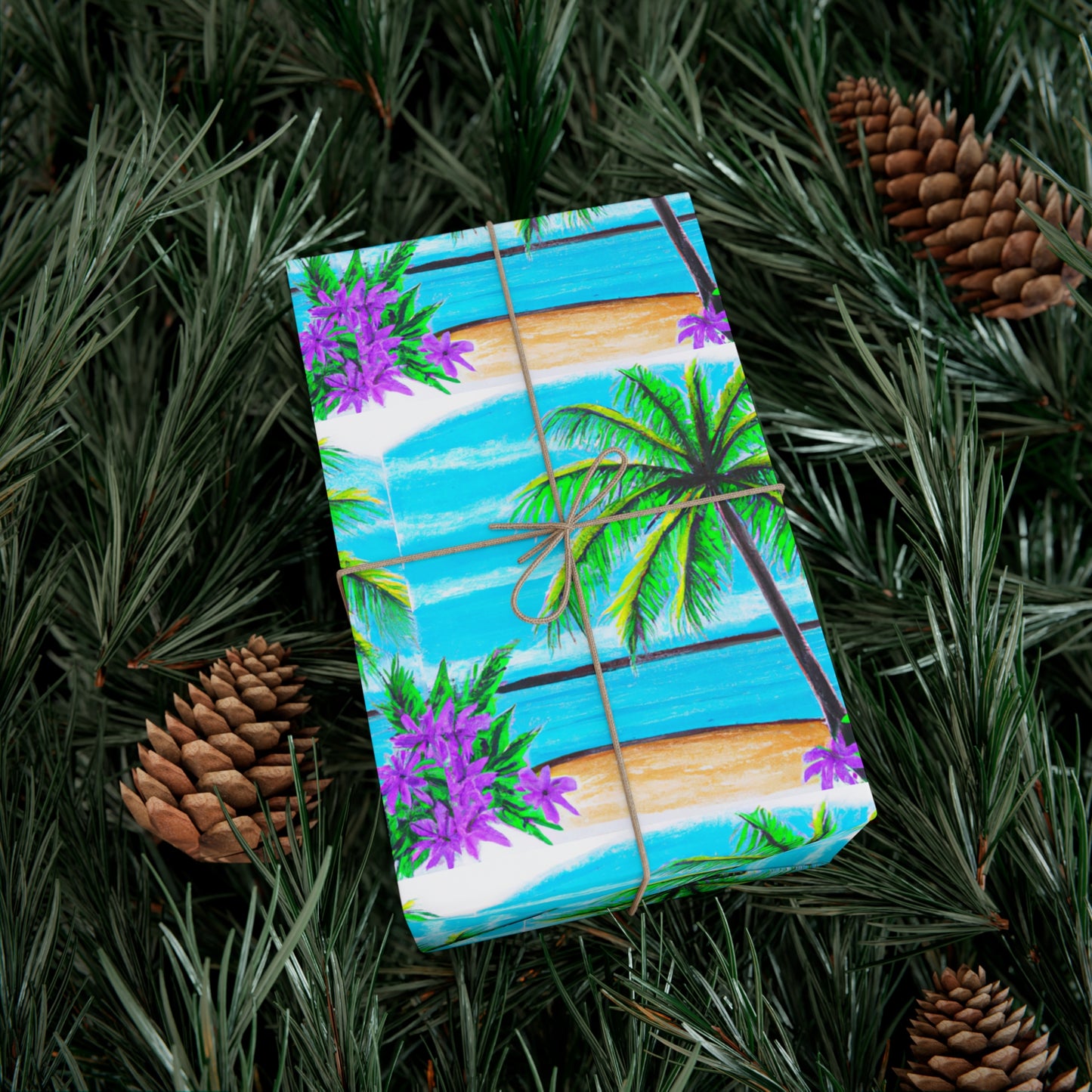 Wrapping Paper - Tropical Gift Wrap for All Occasions / 3 Sizes, 2 Finishes / Tropical Beach