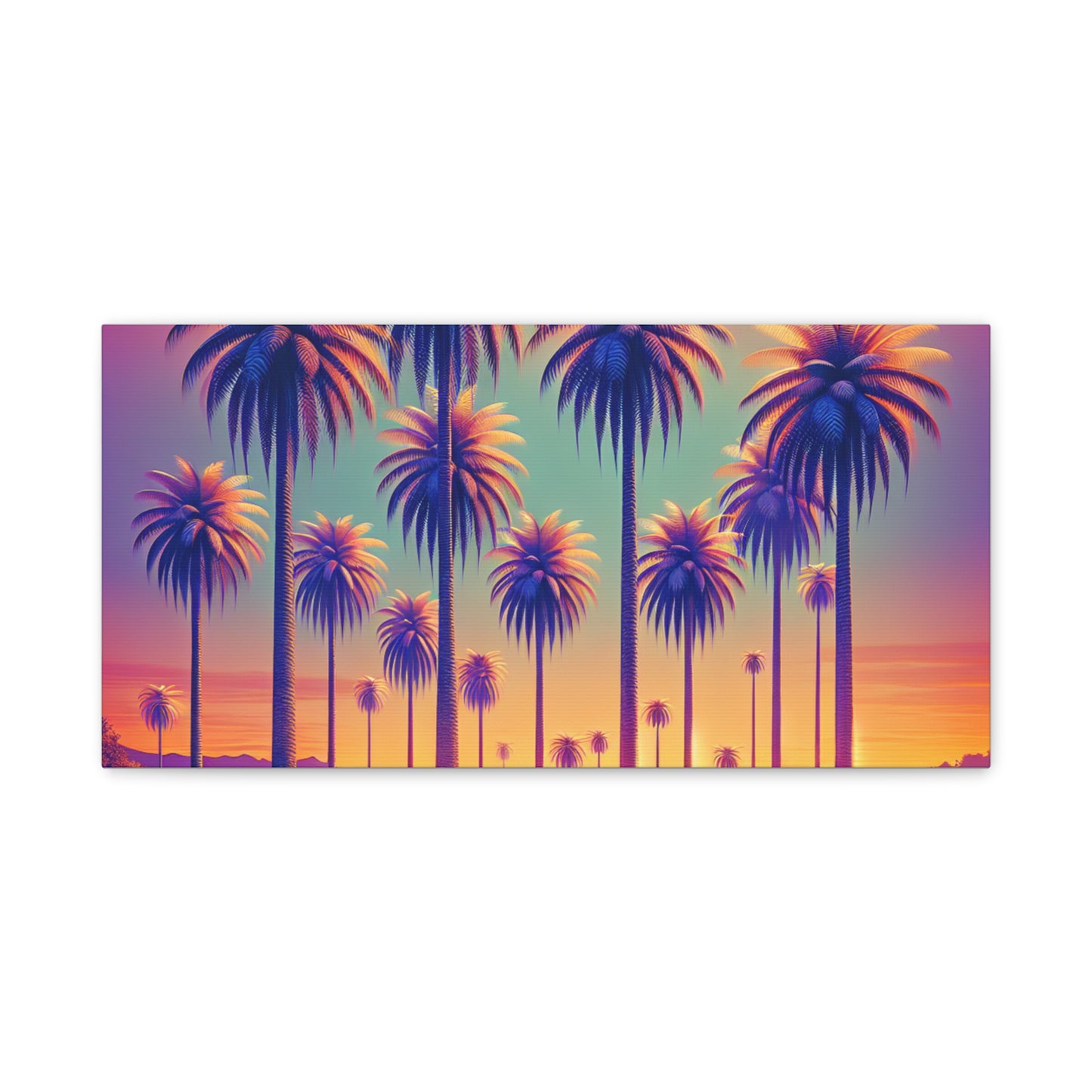 Matte Canvas, Stretched, Various Sizes / Sunset Palms