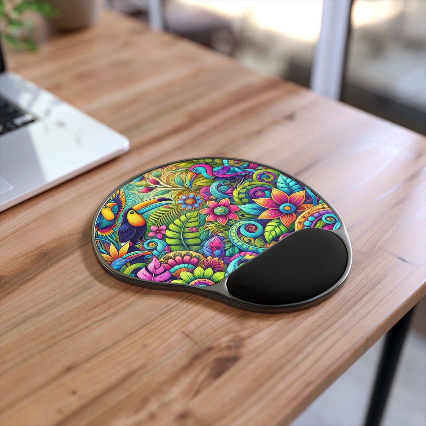 Rainforest Music Mouse Pad with Wrist Rest – Ergonomic Design for Comfort and Style