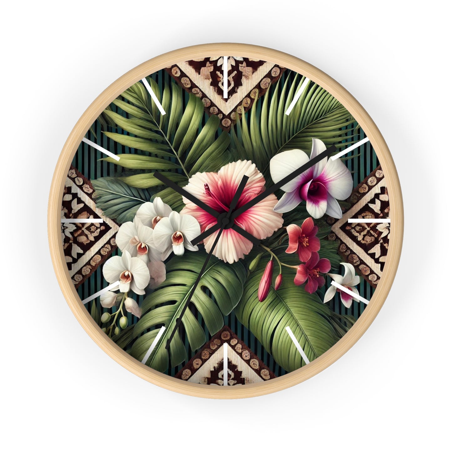 Tiki Orchids Wall Clock – Fun Home Decor for Nature Lovers, 6 Variants