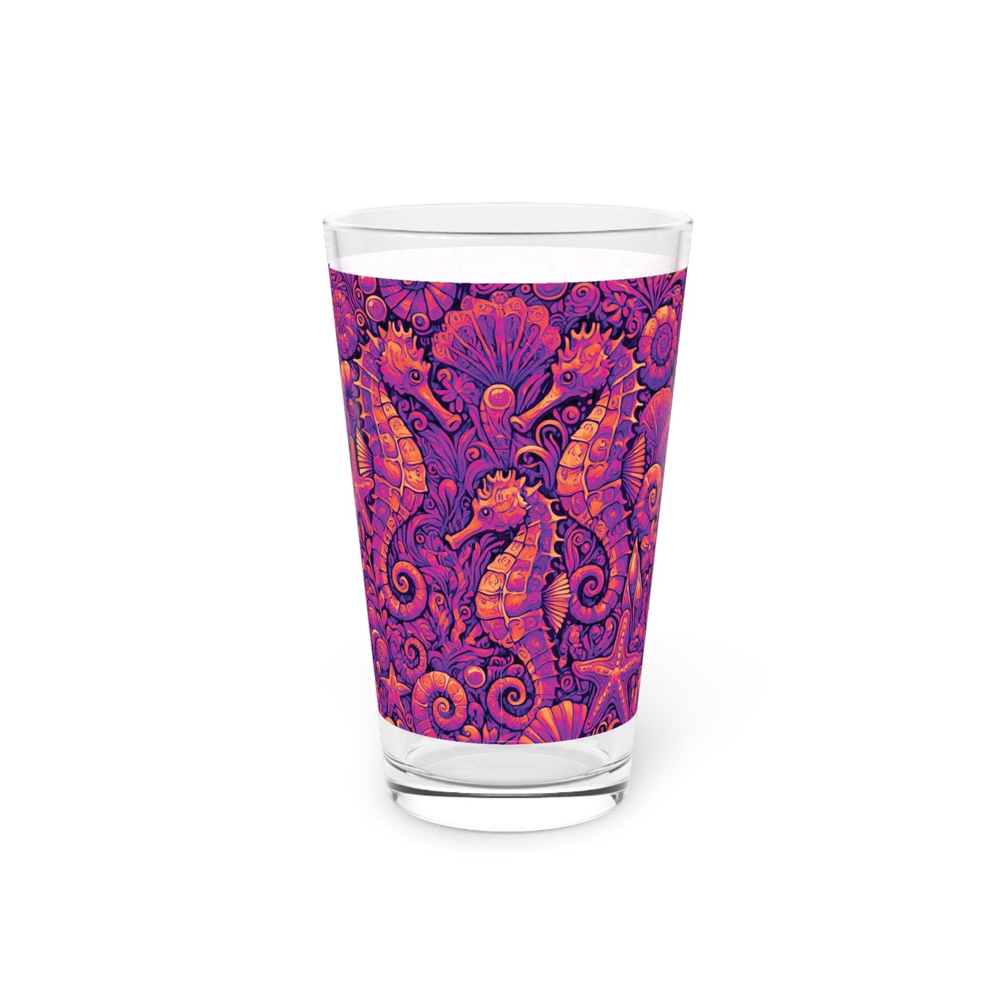 Pint Glass, 16oz - Seahorse Trio Pop