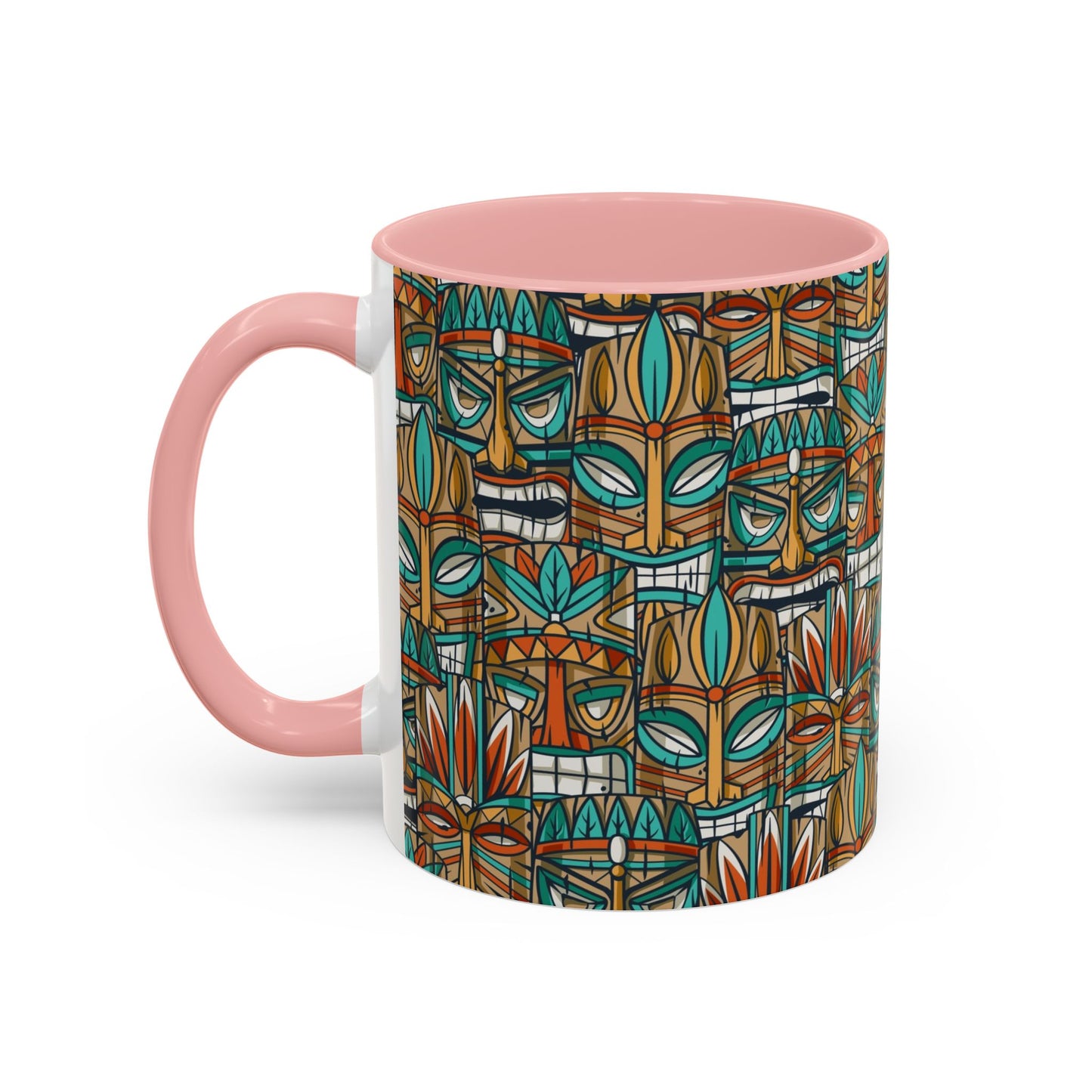 Accent Coffee Mug (11, 15oz), 8 Colors - Turquoise Tiki Party