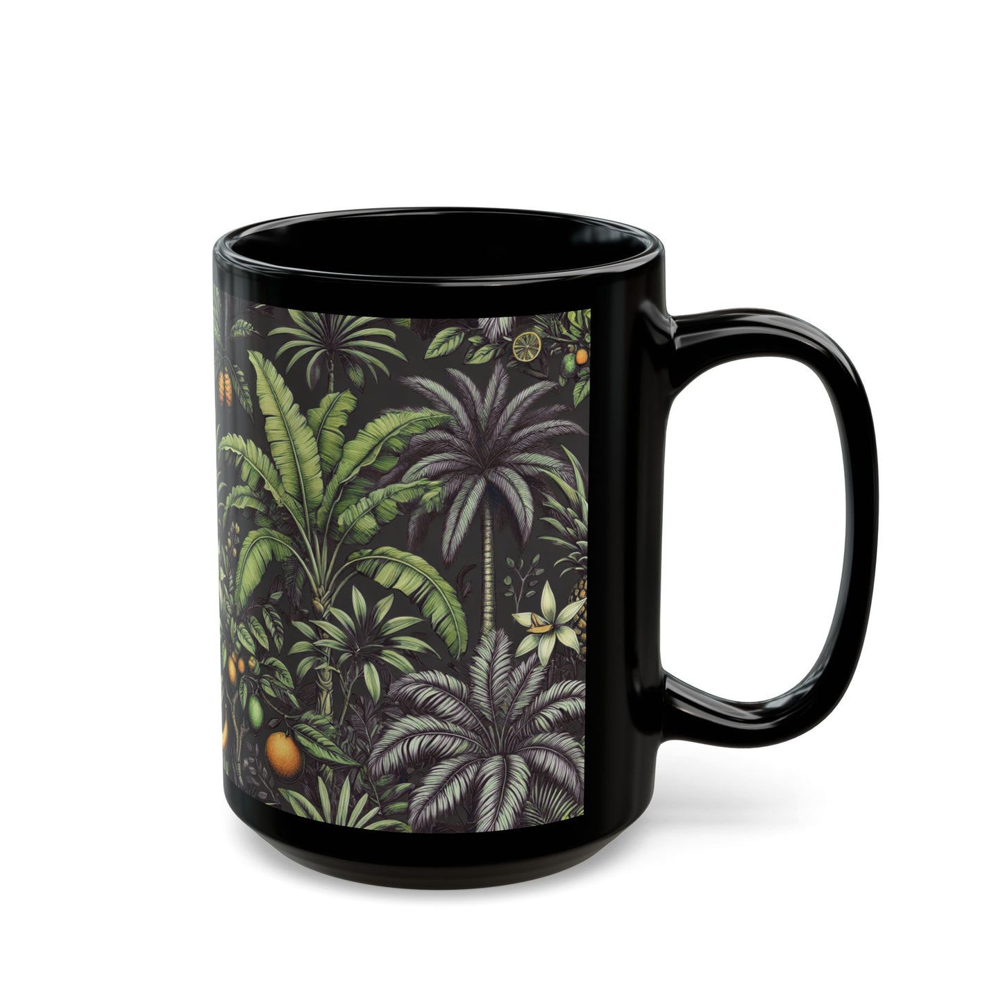Black Coffee Mug - Tropical Fruit, Black2