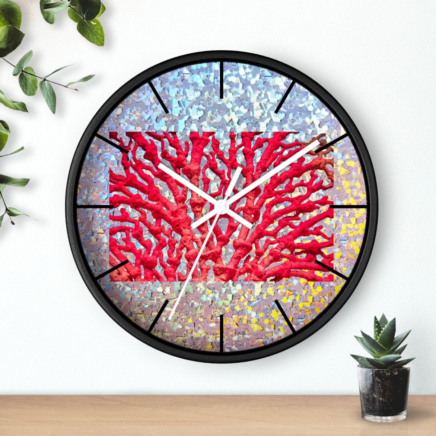 Wall Clock, Disco Red Coral, Hands/Base Variants