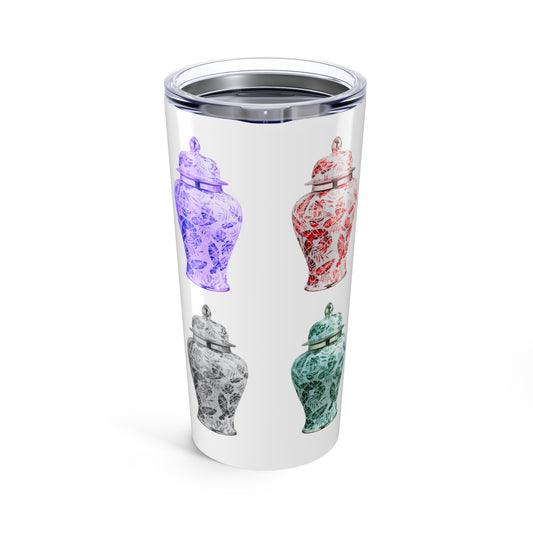 20oz Tropical Glossy Tumbler - Pop Art Tropical Ginger Jars, White