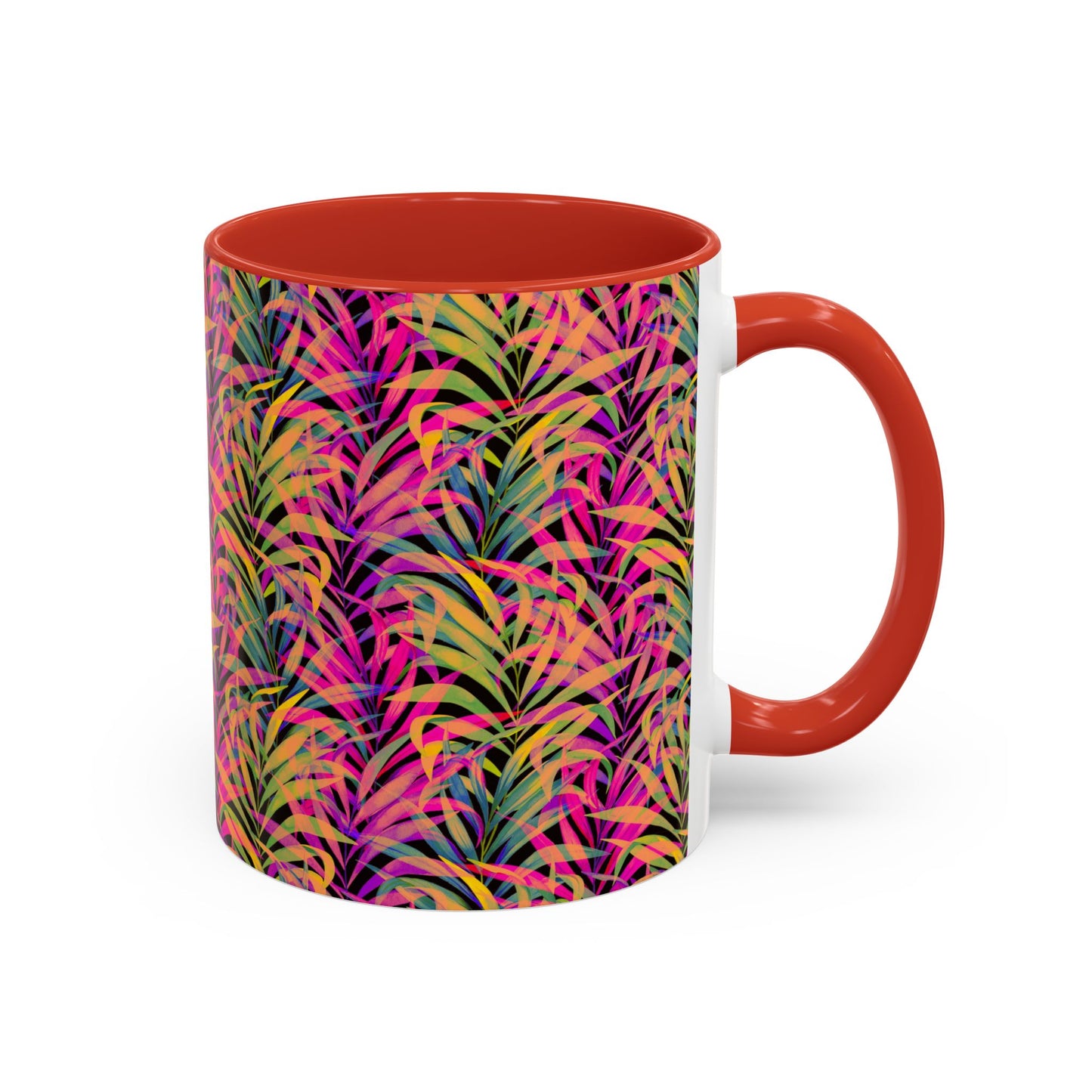 Accent Coffee Mug (11, 15oz), Rainbow Fronds / Various Colors