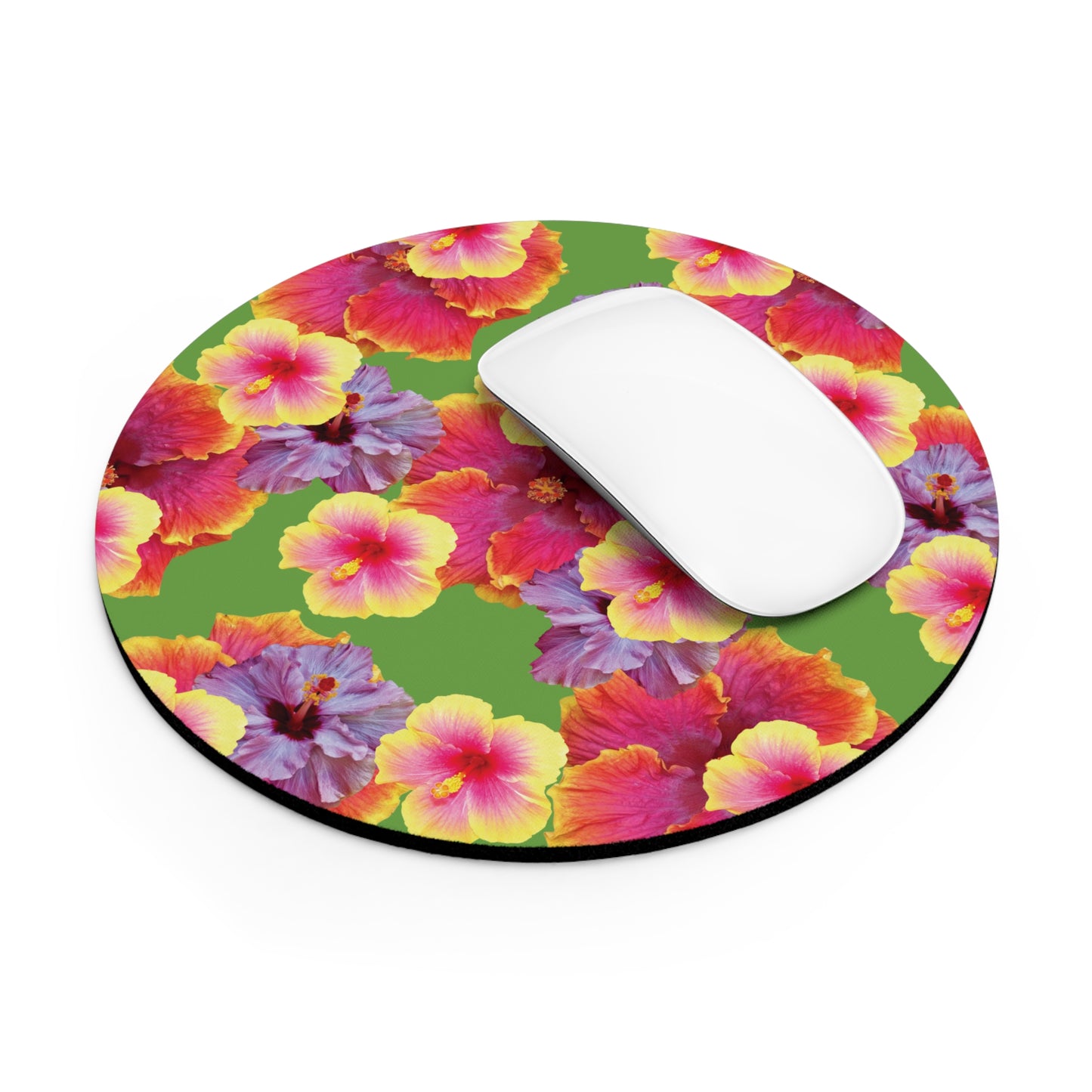 Tropical Mouse Pad, 2 Shapes - Floral Vibes for Home Office & Gamer / Hibiscua Mix, Green