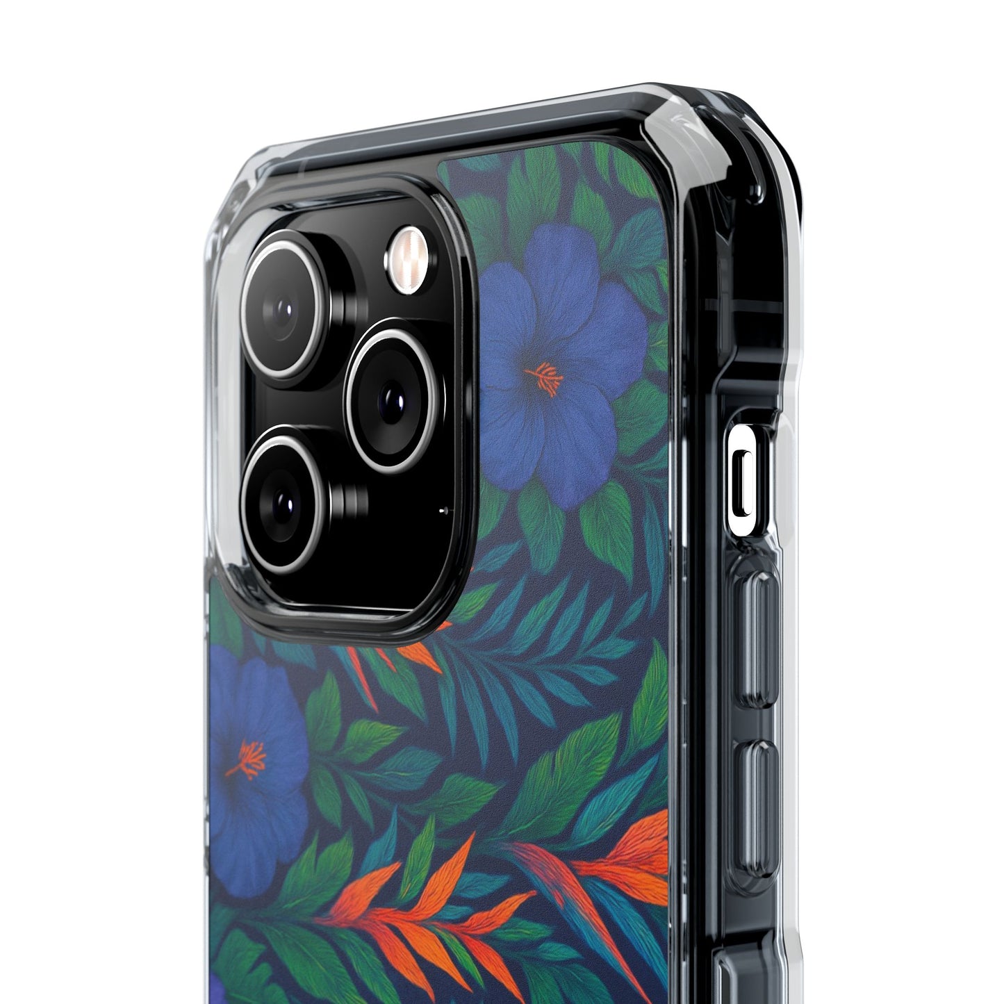 Midnight Flower Navy Magnetic Clear Phone Case, Many Models