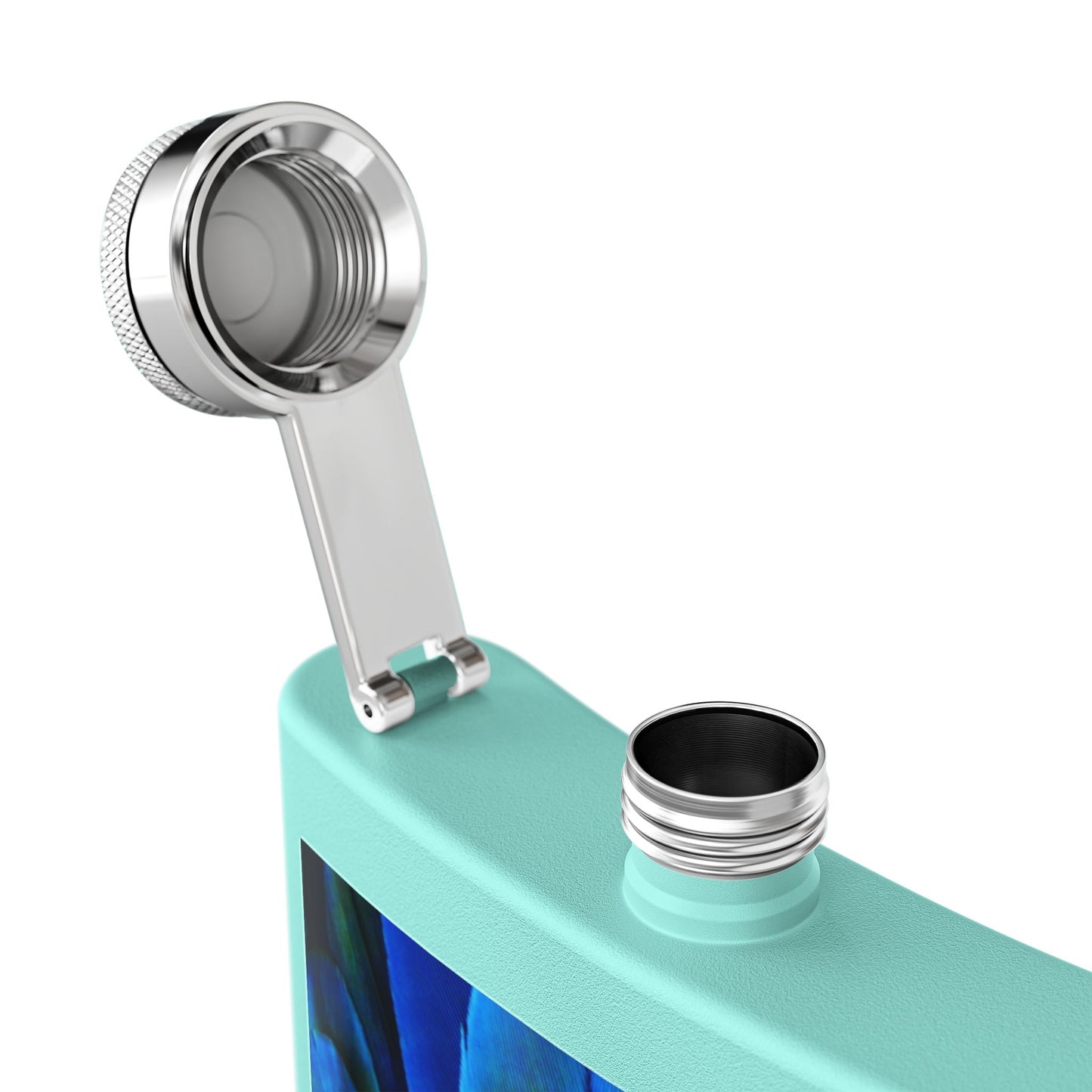 Tropical Stainless Steel 6 oz. Flask, Many Colors  – Shimmering Peacock Plumes