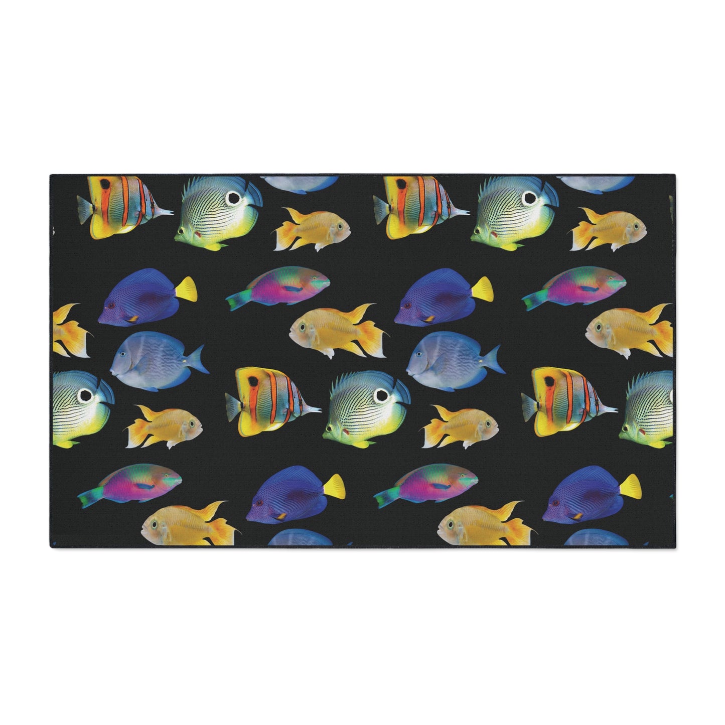 Heavy Duty Floor Mat, 5 Sizes – Tropical Area Rug for Home Décor / School of  Fish, Black