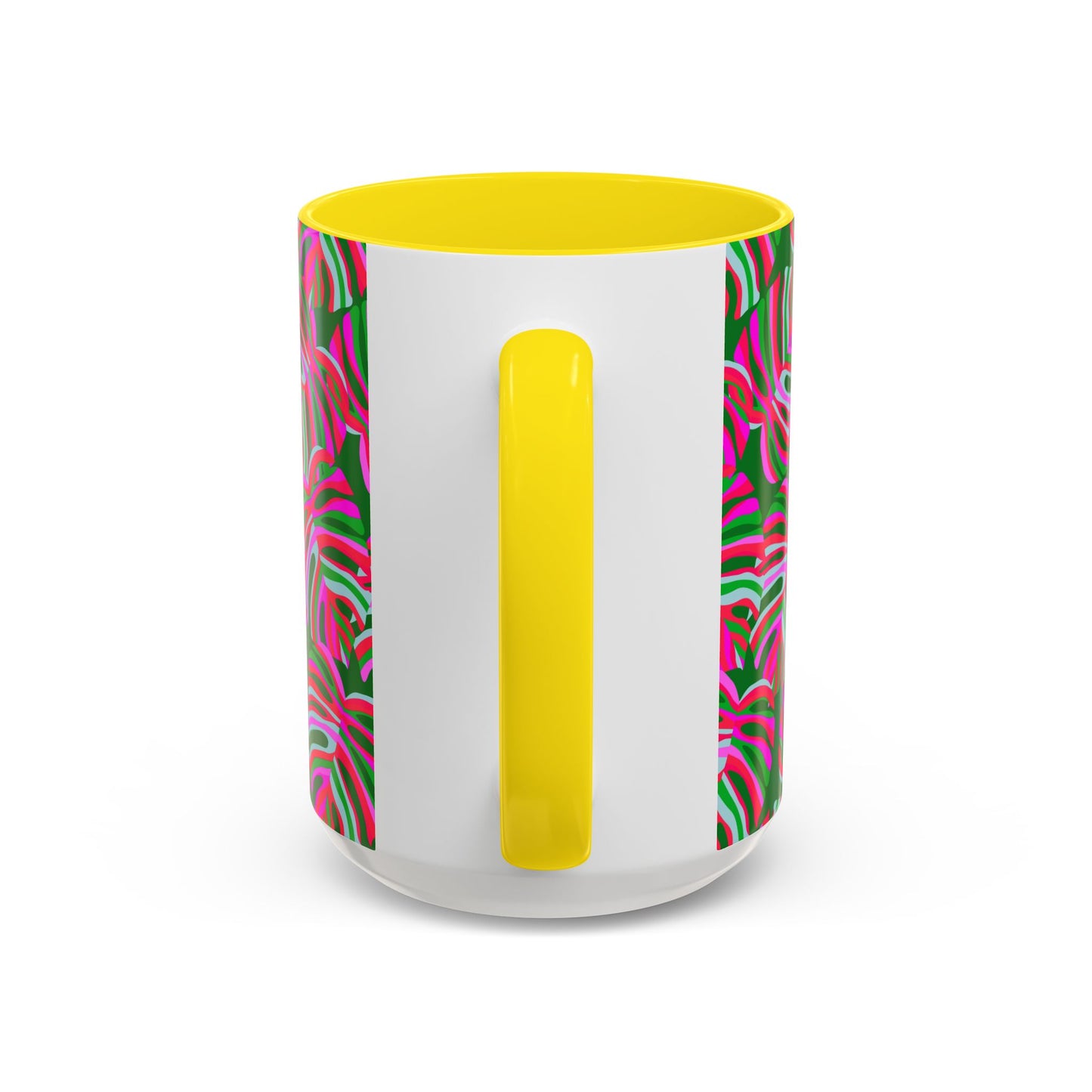 Accent Coffee Mug (11, 15oz), Monstera Pink Pop / Various Colors