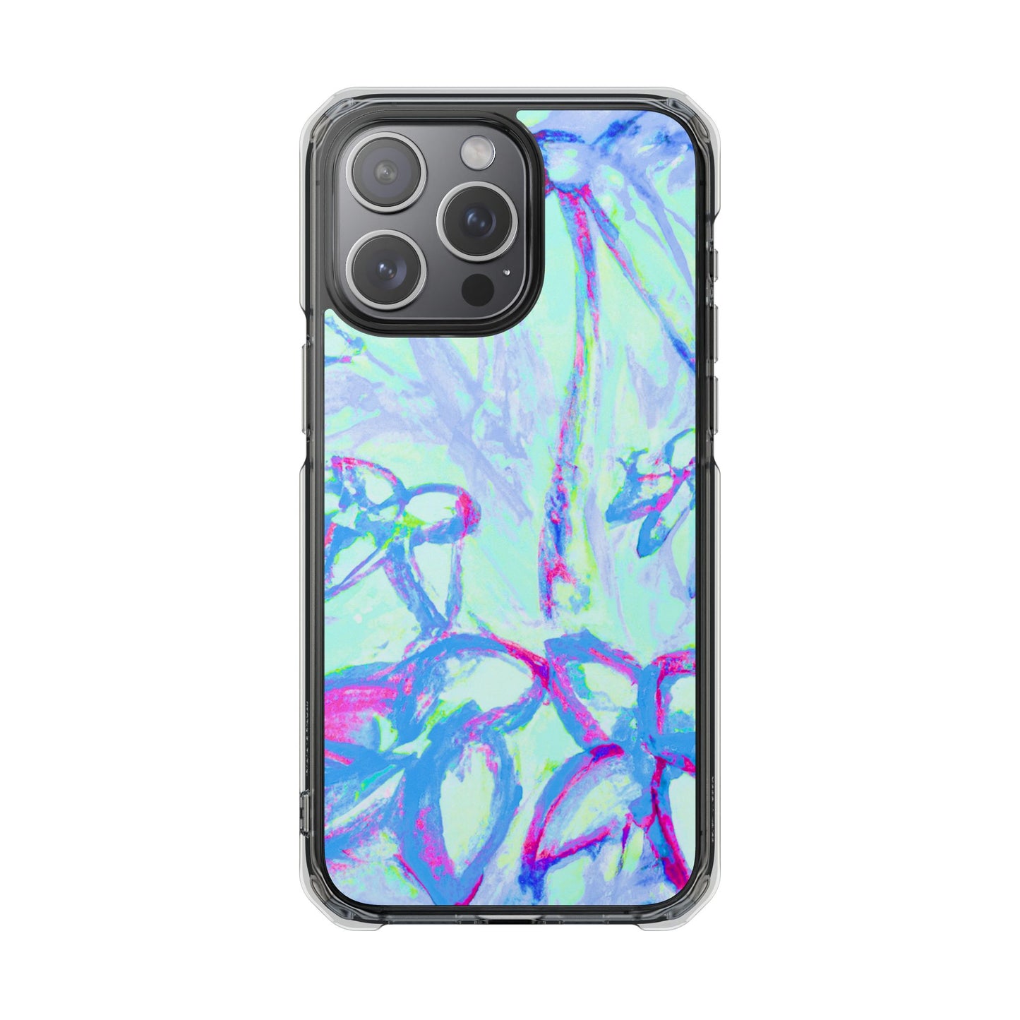 Tropical Doodles/Blue Magnetic Clear Phone Case, Many Models