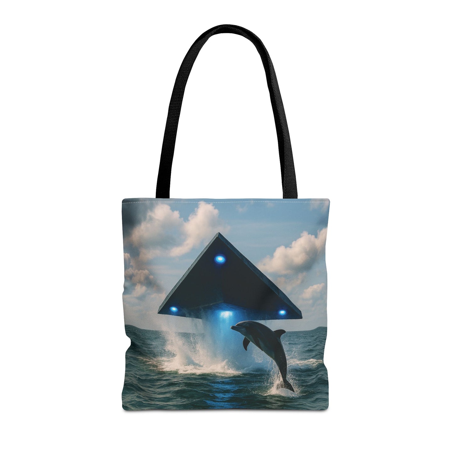 UFO and Dolphin in Ocean Tote Bag - 3 Sizes