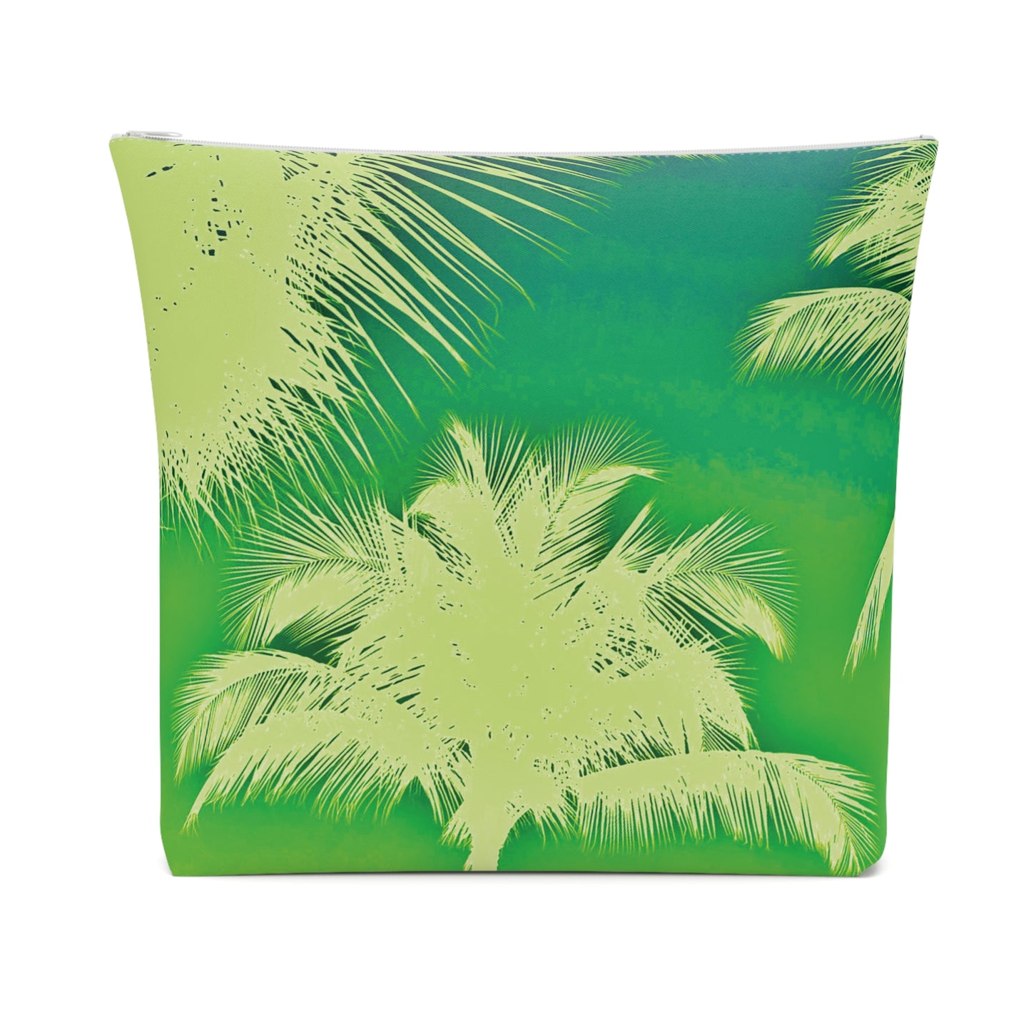 Tropical Cotton Cosmetic Bag, Makeup Pouch, 5 Sizes / Palm Glow, Green