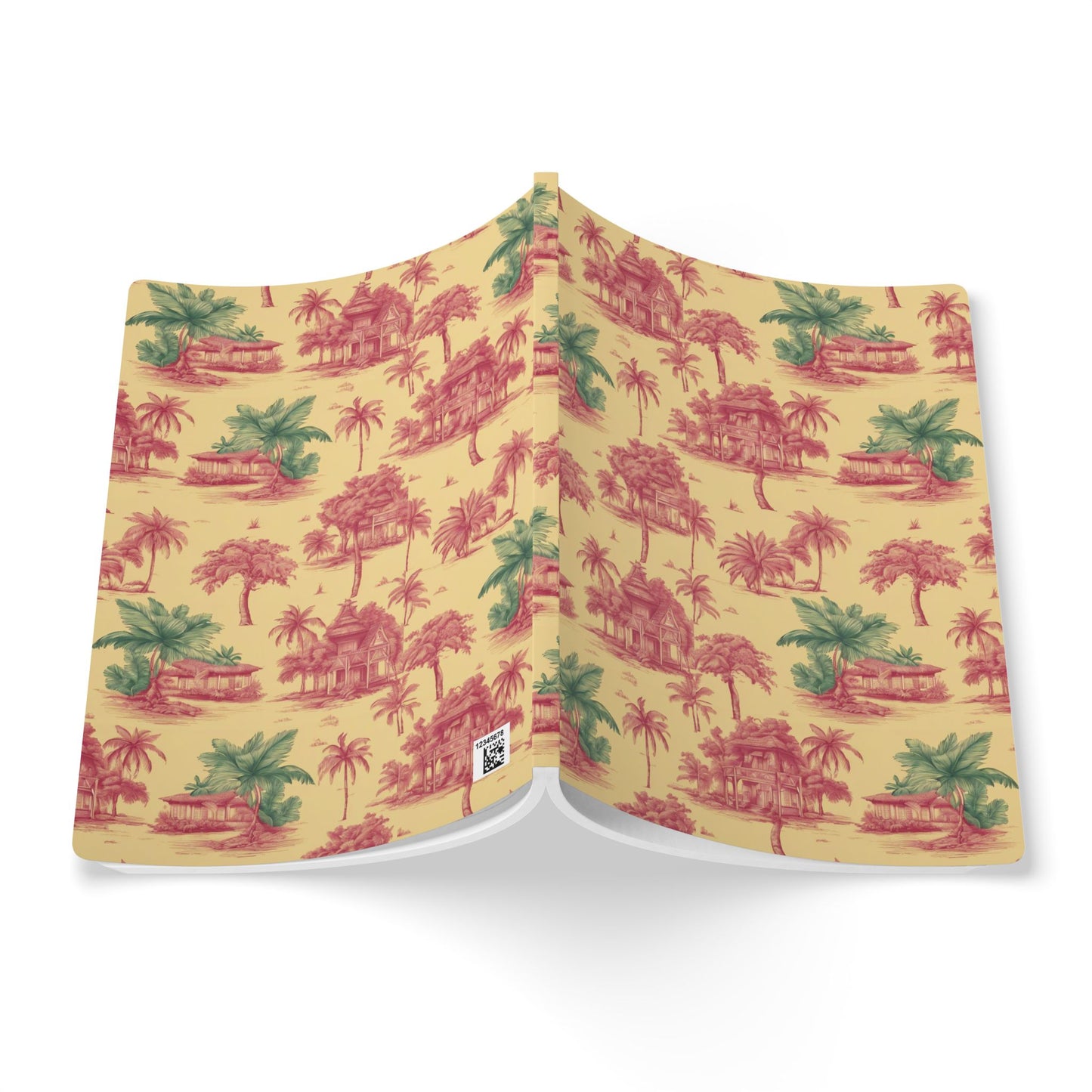 Softcover Journal - Tropical Toile, Red/Green
