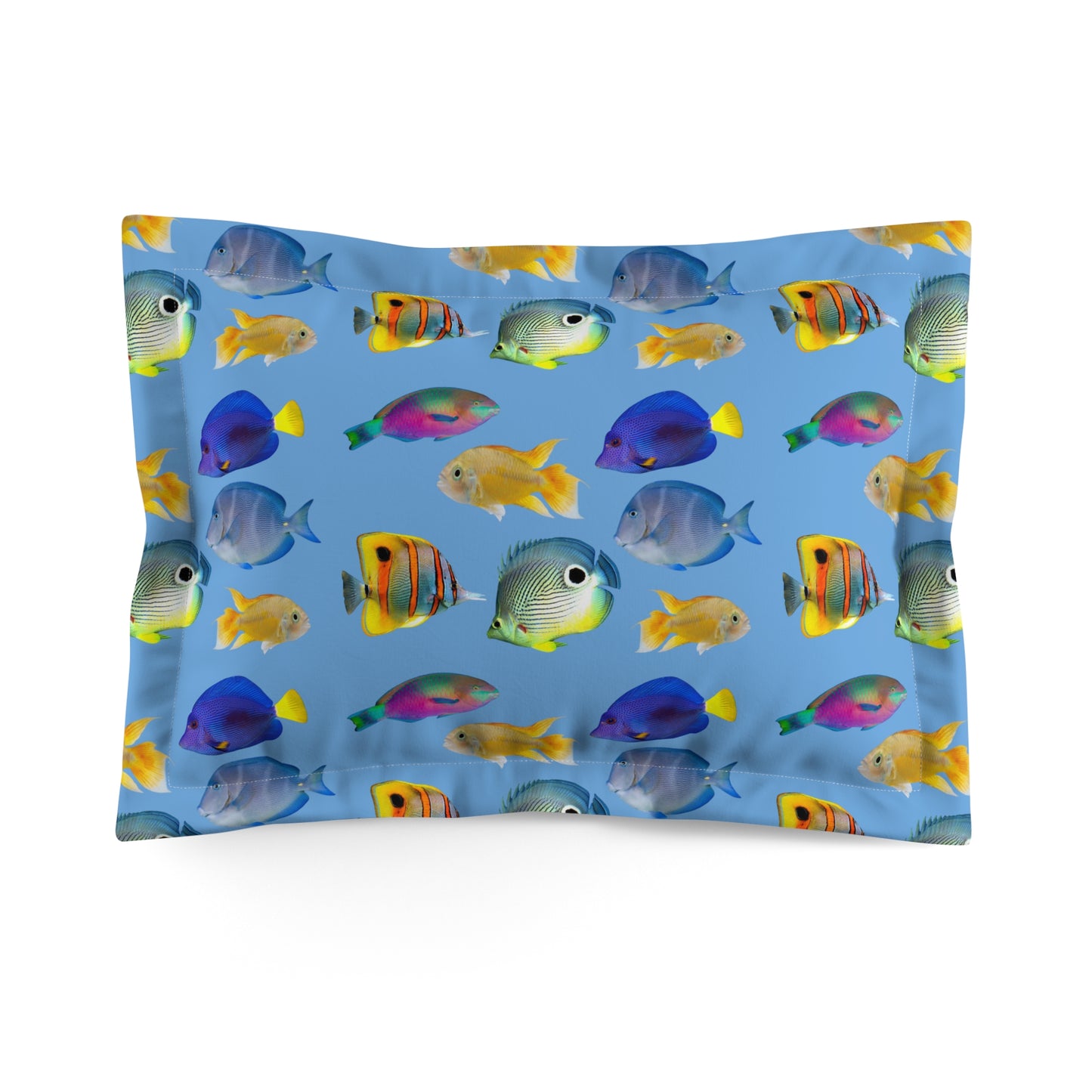 Microfiber Pillow Sham | Tropical Vibes for Relaxation / School of Fish, Lt. Blue
