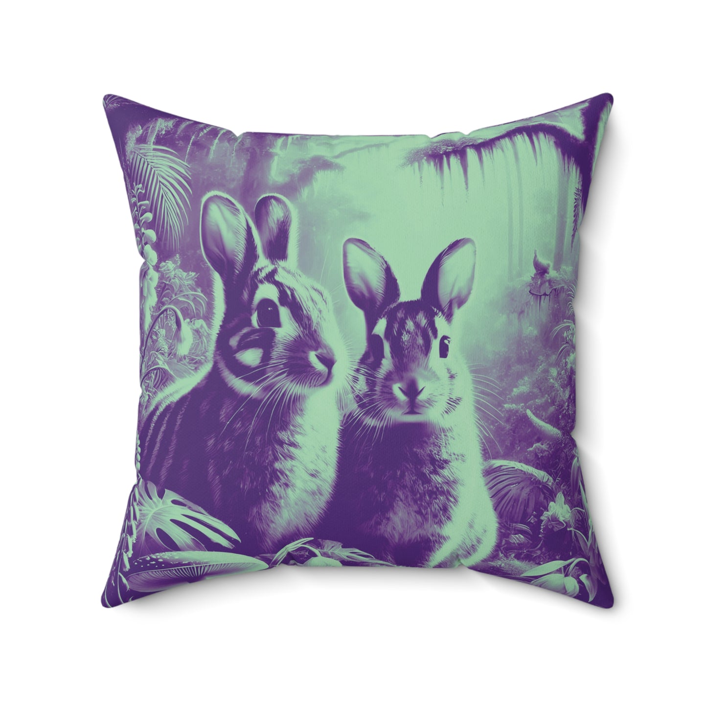 Decorative Pillow - Accent Cushion, 4 Sizes /Tropical Sumatran Rabbits/Minty