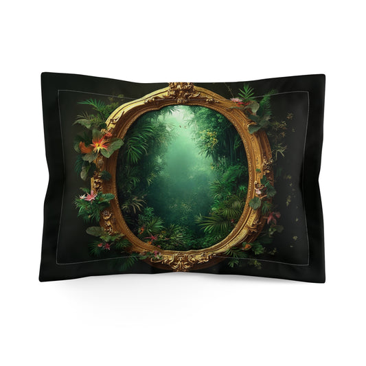 Microfiber Pillow Sham, 2 Sizes | Tropical Vibes for Relaxation / Golden Portal to Paradise