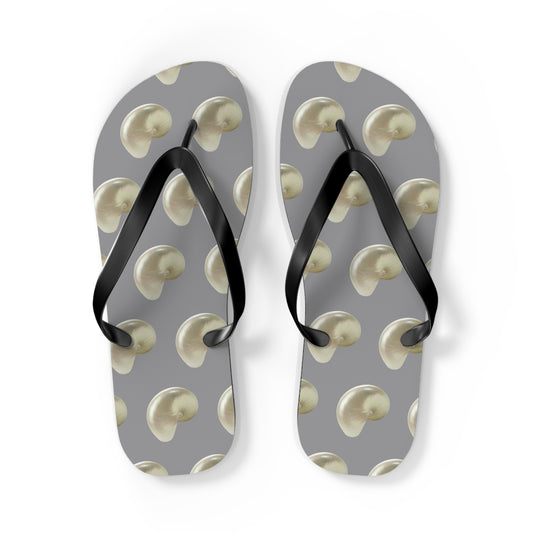 Flip Flops - White Nautilus Shell, grey