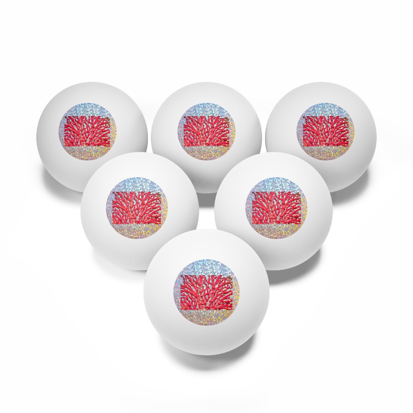 Tropical Paradise Ping Pong Balls - 6 Pack with Disco Red Coral