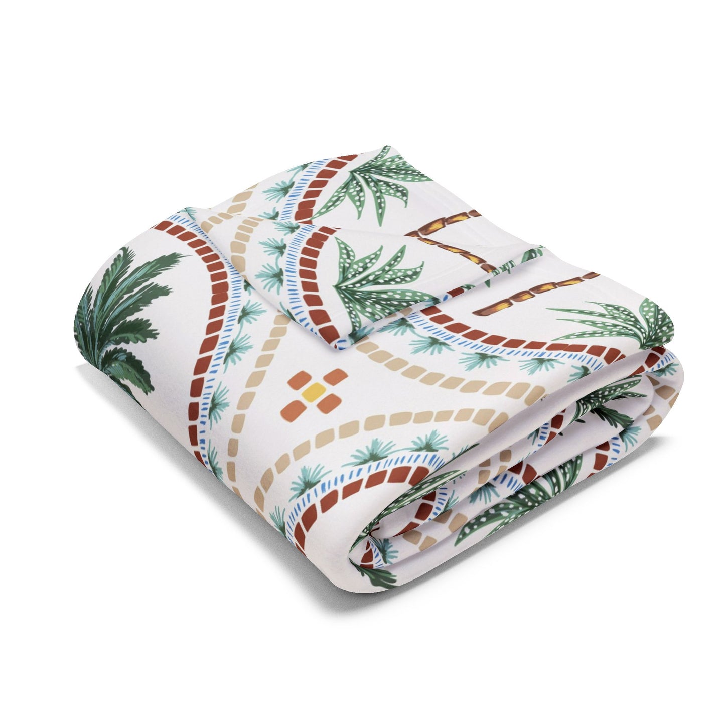 Mosaic Palms Fleece Blanket - Colorful Tropical Design