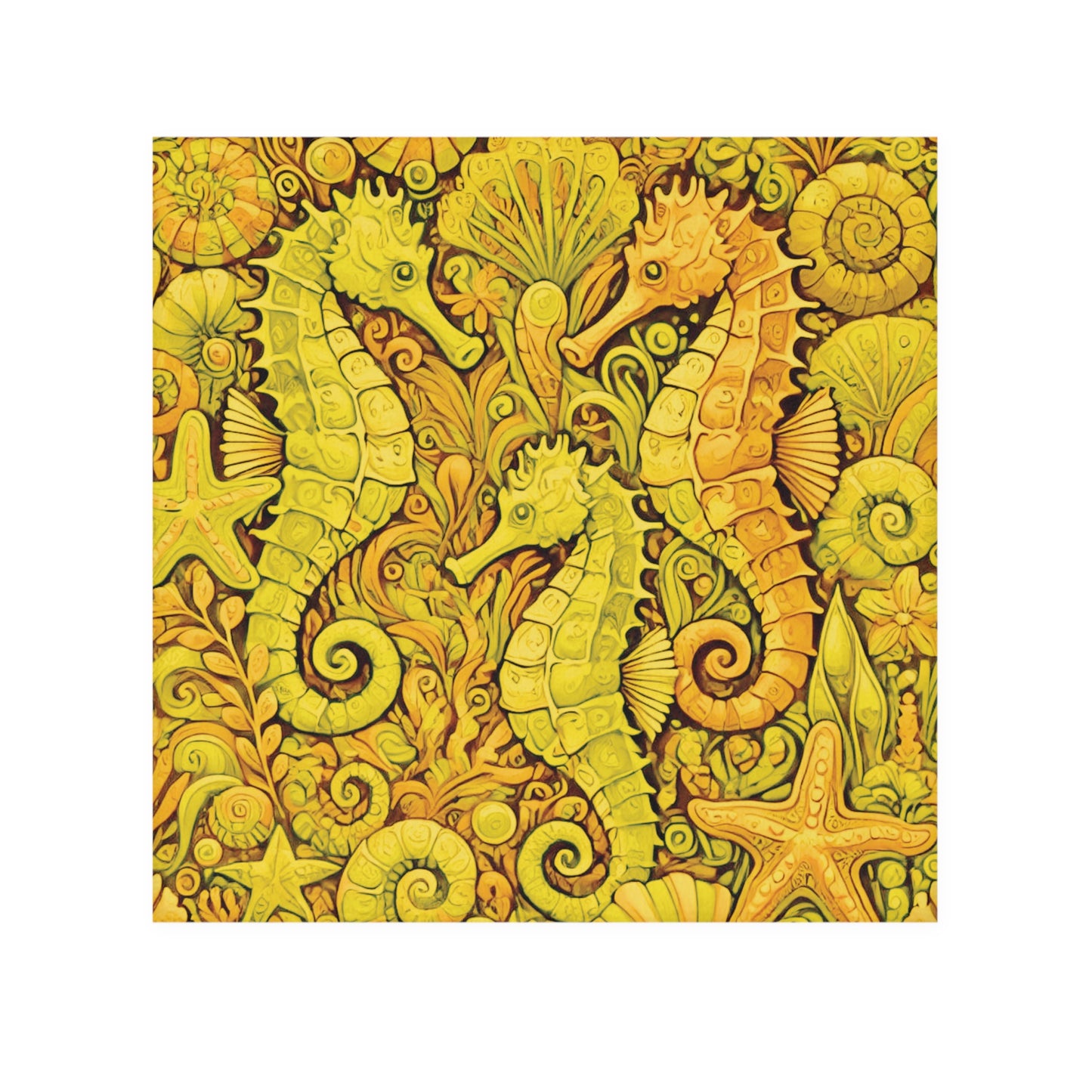 Face Towel - Seahorse Trio/Yellow