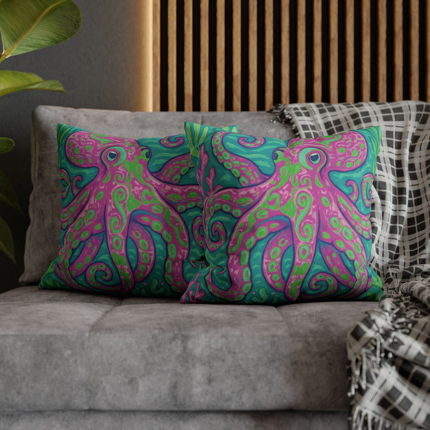 Faux Suede Square Pillowcase - Purple Kraken Joe